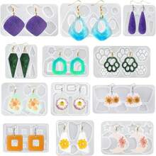 1 pieza Molde de resina de copo de nieve navideño, molde de silicona para colgar, molde de colada de resina, adecuado para decoraciones navideñas, manualidades festivas, adornos de árbol de Navidad DIY - Blanco - Ver 3