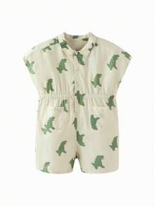 mini bala Boys Baby One-Piece Clothes Summer Cute Fashion Cool Work Style Crawling Clothes - Green - View 4
