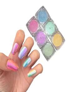 Kit With 6 Mirrored Chrome Powder Pots For Shiny Nails FJ7704/V60/FJ7706/V59/V62/V56 - Baby Pink - View 5