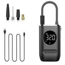 Bomba de Ar Digital Mini Calibrador Compressor de Pneus Carro Moto Bike Com Lanterna Led Portátil - Preto - Visão 10