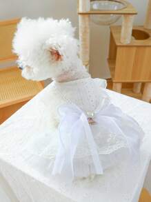 1 件宠物服装，公主芭蕾短裙，适合小型犬和猫，珍妮婚纱 - 白色 - 查看 1