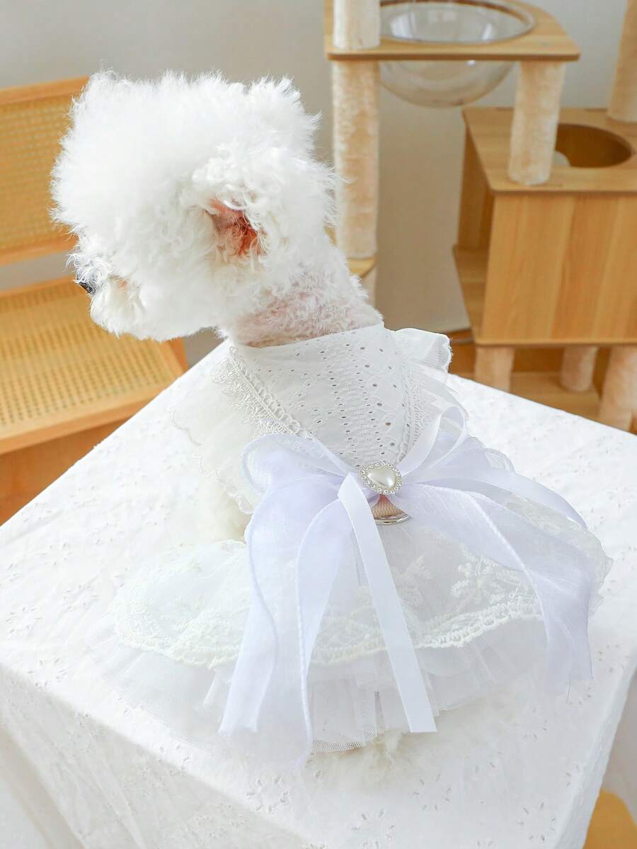 1 件宠物服装，公主芭蕾短裙，适合小型犬和猫，珍妮婚纱 - 白色 - 查看 1