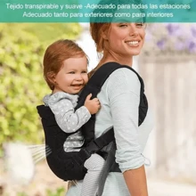 Mochila Cangurera Para Bebé Ergonómica, 4 Formas De Porteo - Negro - Ver 2