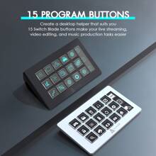 AJAZZ AKP153 Studio Deck, Stream Controller, 15 Macro Keys, Trigger Actions In Apps And Software Like OBS, Twitch, Custom Console For Live Streaming, Photo And Video Editing, PC - White - View 6