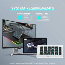 AJAZZ AKP153 Studio Deck, Stream Controller, 15 Macro Keys, Trigger Actions In Apps And Software Like OBS, Twitch, Custom Console For Live Streaming, Photo And Video Editing, PC - White - View 3