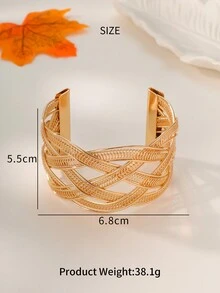 Fashion this season F&S 1入組華麗奢華的金屬空心編織復古開口手鐲，適合女士穿戴於工作、聚會、宴會、生日、商務活動、購物、下午茶、情侶出遊、浪漫約會、海灘度假等，同時亦可作為贈送給朋友和家人的禮物。 - 波浪彎曲款 - 查看 3