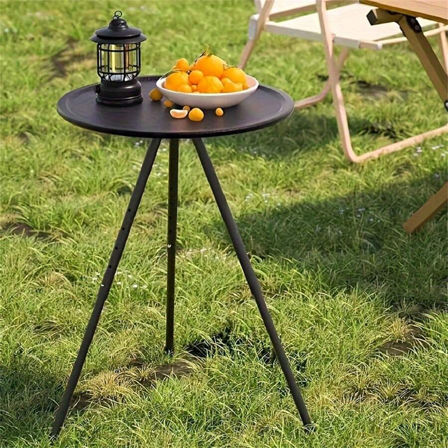 1pc Multifunctional Outdoor Camping Table - Adjustable, Portable And Ultralight, With Extendable Table Legs, Suitable For Garden And Bedroom Use - No Batteries Required - Black - View 1