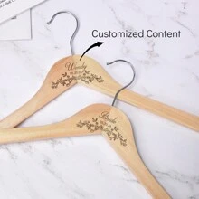 Personalized Customized Name Wooden Thick Clothes Hanger,Personalized Bridesmaid Hangers, Personalized Hanger, Wedding Hanger, Wooden Engraved Hanger , Bridal Dress Hanger , Wedding Name Hangers, Custom Engraved Bridal Wedding Dress/Groomsman, Bridesmaid Gift/Mother's Day/Father's Day Etching Gift - Beige - View 2