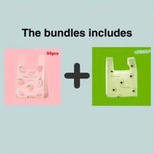 超值装 50/100 件一次性背心式袋、购物袋、塑料手提袋、包装袋、水果袋、礼品袋、卡通包装袋、强承载力垃圾袋，适用于商店、厨房、浴室、家庭、家居用品 - 彩色 - 查看 7