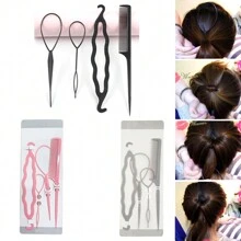 Conjunto de 4 Piezas Palitos para el Cabello y Clip para Hacer Trenzas y Moños, Herramienta para el Pelo y Accesorios para mujeres, damas y niñas - Multicolor - Ver 8