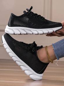 Women's Breathable Mesh Sneakers For Spring And Autumn, Lightweight, Non-Slip, Casual, Soft Cushion Running Shoes