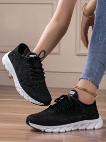 Women's Breathable Mesh Sneakers For Spring And Autumn, Lightweight, Non-Slip, Casual, Soft Cushion Running Shoes