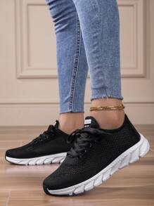 Women's Breathable Mesh Sneakers For Spring And Autumn, Lightweight, Non-Slip, Casual, Soft Cushion Running Shoes