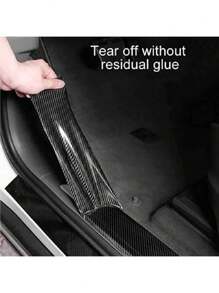1PC 5M X 10CM Carbon Fiber Car Sticker Pasting Protective Strip Car Sill Rearview Mirror Anti Scratch Tape Waterproof Protective Film - Black - View 2