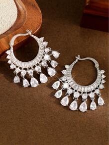 1 Pair Luxry Full Cubic Zirconia Round Hoop Earrings For Women Wedding Party Gift Jewelry