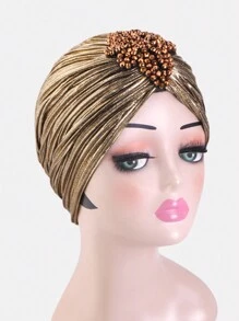 1pc Women's Rhinestone Rhinestone Headgear, Retro Style Pleated Turban Hat, Suitable For Daily Use - Multicolor - View 14