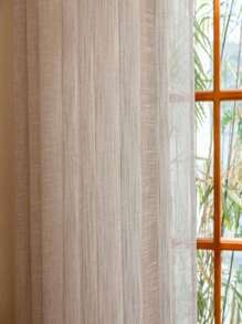 1pc European Style Simple Colorful Woven Thick Linen Sheer Curtain