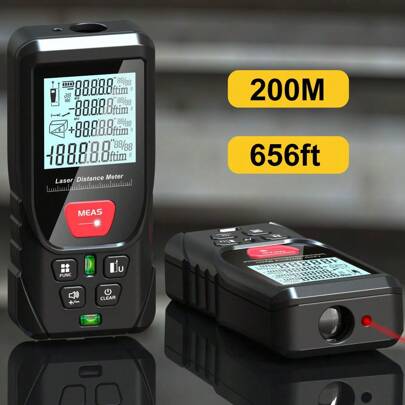 50m/100m/150m/200m Laser Distance Meter Digital Tape Measure, Dual Bubble Level, Backlit, High Precision Handheld Laser Distance Meter With Storage Bag