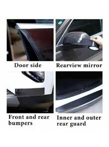 1PC 5M X 10CM Carbon Fiber Car Sticker Pasting Protective Strip Car Sill Rearview Mirror Anti Scratch Tape Waterproof Protective Film - Black - View 6