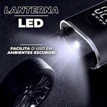 Bomba de Ar Digital Mini Calibrador Compressor de Pneus Carro Moto Bike Com Lanterna Led Portátil - Preto - Visão 7