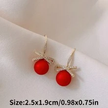 1 par de Pendientes colgantes con lazo brillante para boda Navidad Año Nuevo Festival, regalos de joyería elegante, lindo, dulce, diseño único, accesorio simple