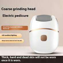 1入組電動足部磨砂器，可充電厚皮革磨砂器，足部磨砂器，附有不同厚度的磨頭 - 白色 - 查看 8