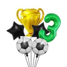 跨境新款卡通足球數字生日套裝，足球主題生日派對裝飾氣球 - 彩色 - 查看 5