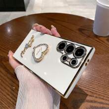 DIY Rhinestone Encrusted + Rhinestone Heart + 360° Rotating Foldable Holder, Compatible With Infinix Zero 30/TECNO Spark GO 2024 Series, POCO/POP/CAMON/SMART Series, IPhone 11/12/13/14/15 Pro Max, Samsung S22/23/24, OPPO, VIVO, Moto G, Redmi Note 13C/12/11 Pro, Enjoy 20/30/40/50/60/70, HONOR 90/80/70/60/50, X9/X8/X7/X6/X5AB, All-In-One Anti-Fall Electroplated Phone Case - Black - View 13