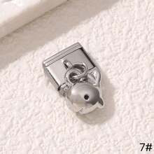 1pc Exquisite Y2K Style Italian Pendant With Gold/Silver Inlaid Cubic Zirconia, Bowknot, Teardrop, Planet, Paw, Star, Etc. - Ideal For DIY Bracelets And Gifts - Multicolor - View 23