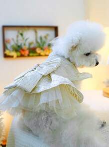1 件宠物裙，公主风格全明星婚纱，适合狗和猫，白色 - 白色 - 查看 2