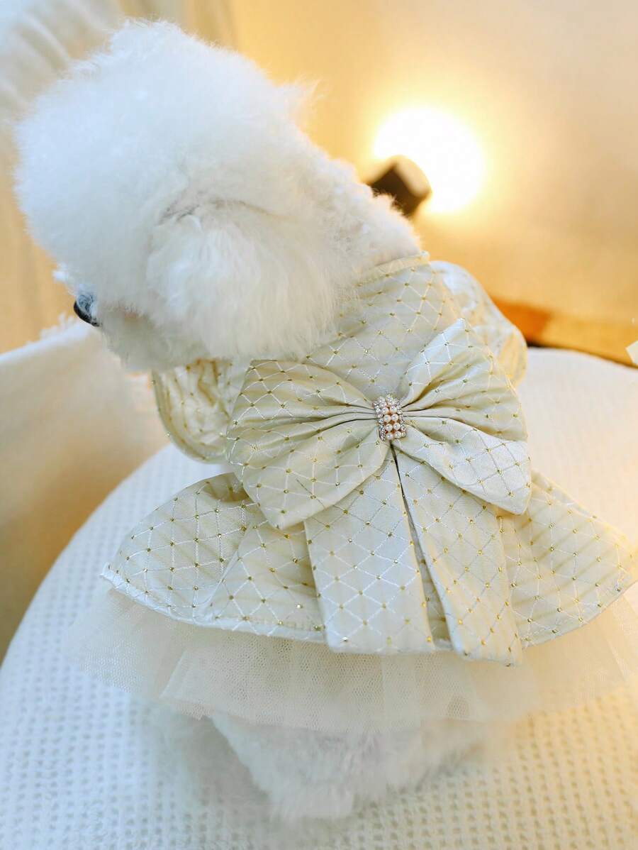 1 件宠物裙，公主风格全明星婚纱，适合狗和猫，白色 - 白色 - 查看 1