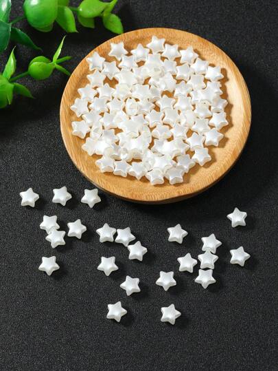 100pcs/200pcs Pearl White Little Star Pentagram Suitable For DIY Jewelry Accessories, Earrings, Hair Accessories, Crafts, Nail Art, Bracelet, Necklace Materials