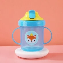 Vaso ancho de paja para bebé, vaso de agua PP a prueba de polvo y a prueba de fugas para bebés y niños pequeños con tapa deslizante para entrenamiento de bebida - Multicolor - Ver 10