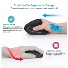 Ratón vertical óptico inalámbrico ergonómico de 2.4GHz, 3 DPI ajustables (800/1200/1600), 6 botones, compatible con computadoras portátiles, escritorios y uso en la oficina - Negro - Ver 5