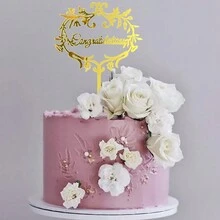 Conjunto de 5 topos de bolo de formatura "Parabéns Formando" - Dourado - Visão 2