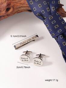 一套伴郎/新郎/男傧相袖扣和领带夹套装，适合男士婚礼穿着 - 銀色 - 查看 3