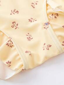 Mini Bala Girls Swimsuit High Elastic Lotus Edge Separate Swimsuit Set UPF50+ - Yellow - View 8