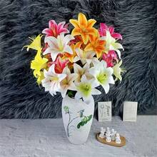 1 Bundle, Simulation Lily Flowers, Suitable For Living Room Dining Room Decoration, Wedding Arch Decor Flower Bouquet - 1pc - View 9