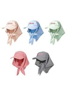 1pc Unisex Quick-Drying Plaid Cap With Letter Embroidery Patch, Sun Hat With Neck Protection, Suitable For Outdoor Activities Like Climbing, Cycling, Casual Wear, Beach Vacation, Everyday Use. - Multicolor - View 12