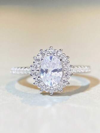 Elegant Women's 1ct Oval Moissanite Ring, Made Of S925 Sterling Silver, Perfect Holiday Gift For Her To Wear To Parties
