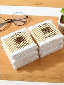 1200pcs Double-Headed Bamboo Sticks, For Ear & Nose Cleaning, Makeup And Personal Care. Double-Headed Wooden Sticks For Ear Cleaning, Hygiene, Makeup Removal At Home, Personal Care. (Randomly Packed, Available In 100pcs Trial Pack) - White - View 4