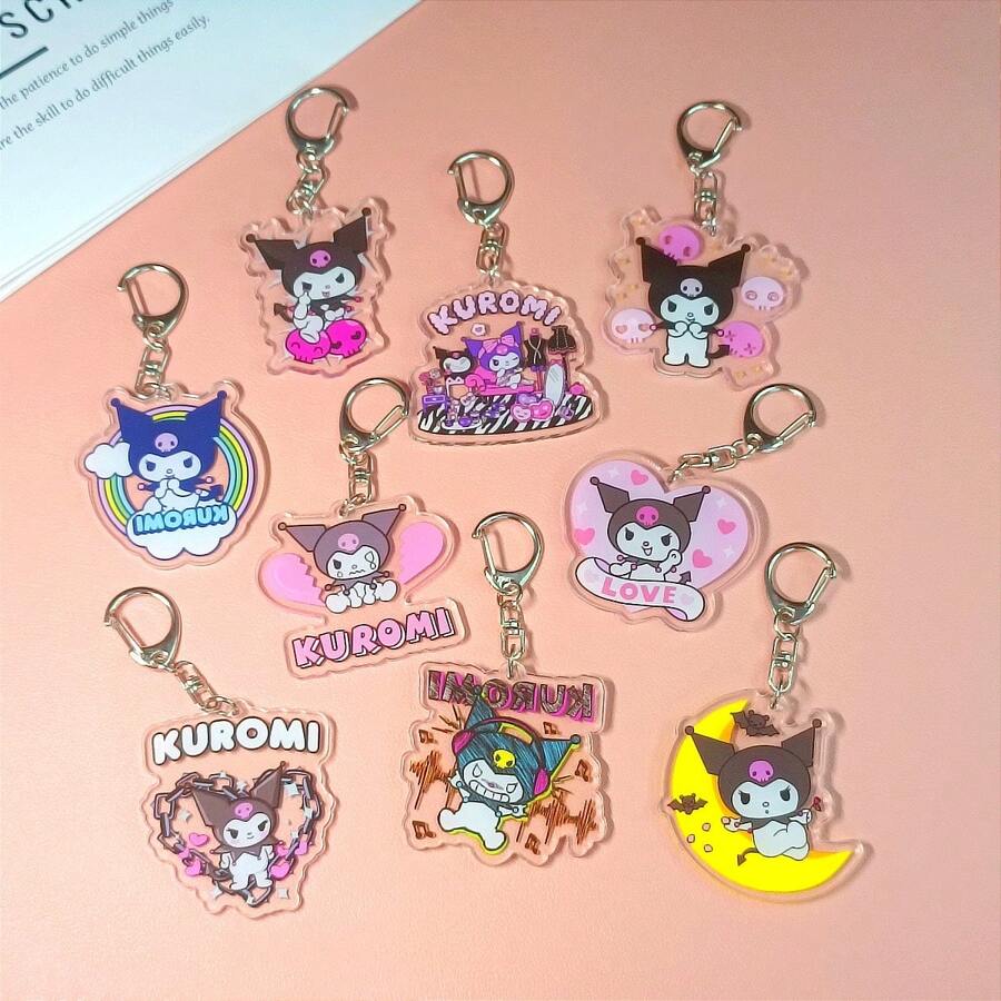 卡通動漫人物盲盒鑰匙扣，薇拉卡通高清印刷亞克力創意鑰匙包裝飾派對禮品 - 紫色 - 查看 1