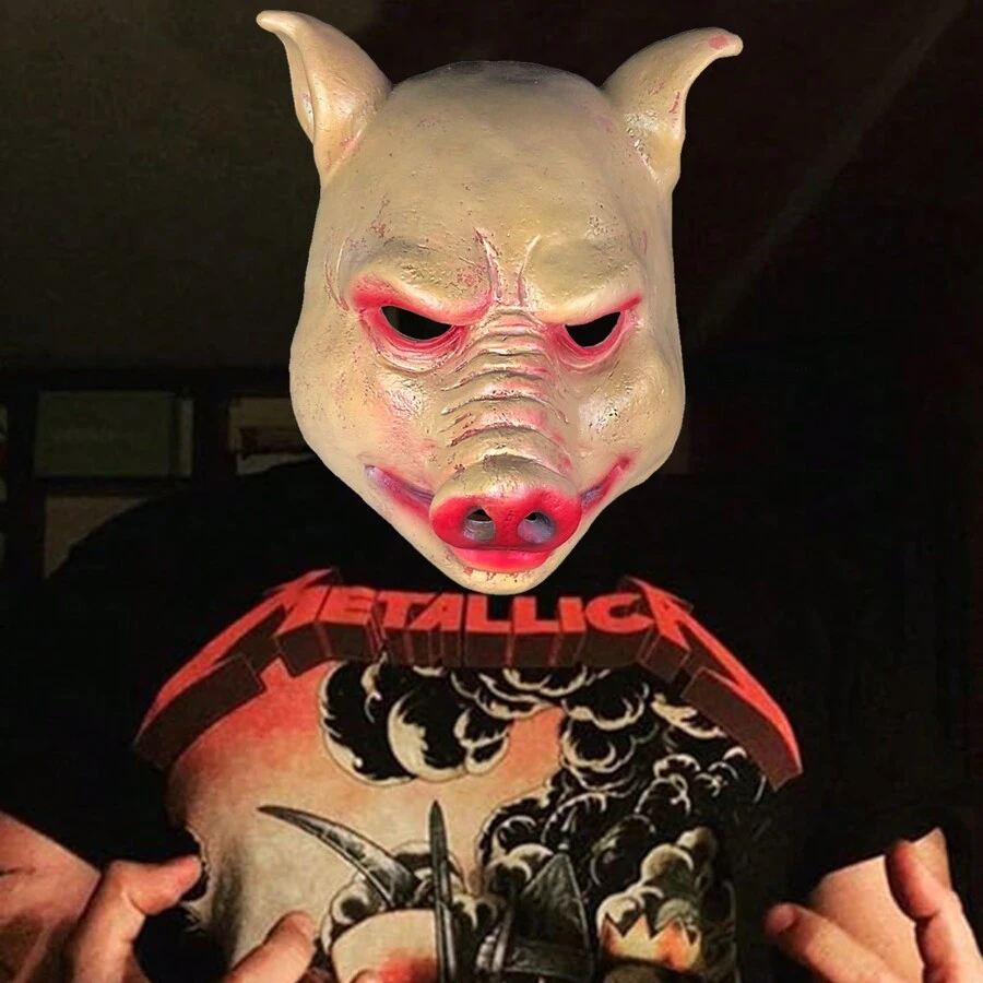 1pc Scary Pig Mask Animal Mask Spoof  Animal Pig Head Helmet Stage Performance Halloween Costume Cosplay Props - Apricot - View 1