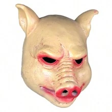 1pc Scary Pig Mask Animal Mask Spoof  Animal Pig Head Helmet Stage Performance Halloween Costume Cosplay Props - Apricot - View 5
