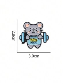 1 pieza de broche de esmalte con dibujo animado de ratón para gimnasio, broche de animal levantando pesas, insignia para mochila o solapa, joyería decorativa para regalo de amigo/a niño/a