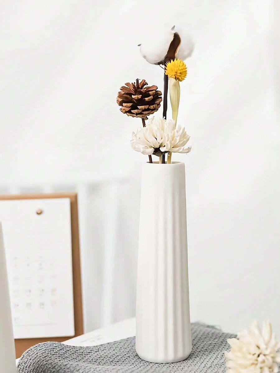 1入組多功能陶瓷白色小花瓶，現代極簡水培花藝擺設，可用於電視柜、酒櫃、餐桌、客廳、辦公室裝飾花瓶 - 彩色 - 查看 1