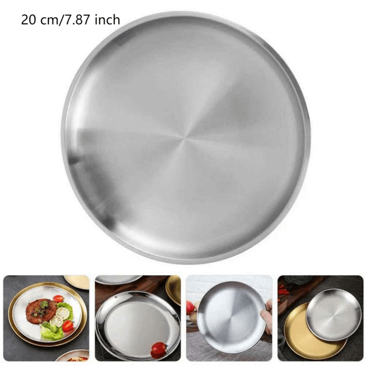 Outdoor Tableware Set, 4pcs Stainless Steel Bowls & Plates, BBQ And Buffet Dishes - Silver - View 12