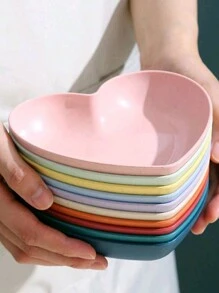 5pcs Heart-Shaped Plastic Snack Plate,Suitable For Candy, Fruit, Home And Party,Kitchen,Christmas Gift,School Supplies - Green - View 3