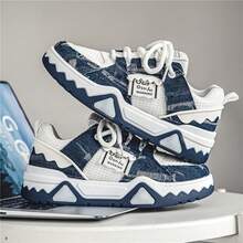 Zapatos casuales nuevos para hombre, zapatillas deportivas de moda para hombres - blanco azul oscuro - Ver 2