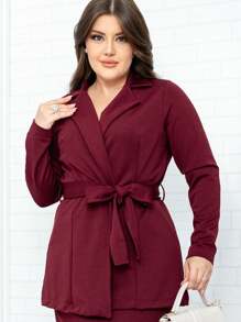 Plus Size Blazers - 紫紅色 - 查看 3